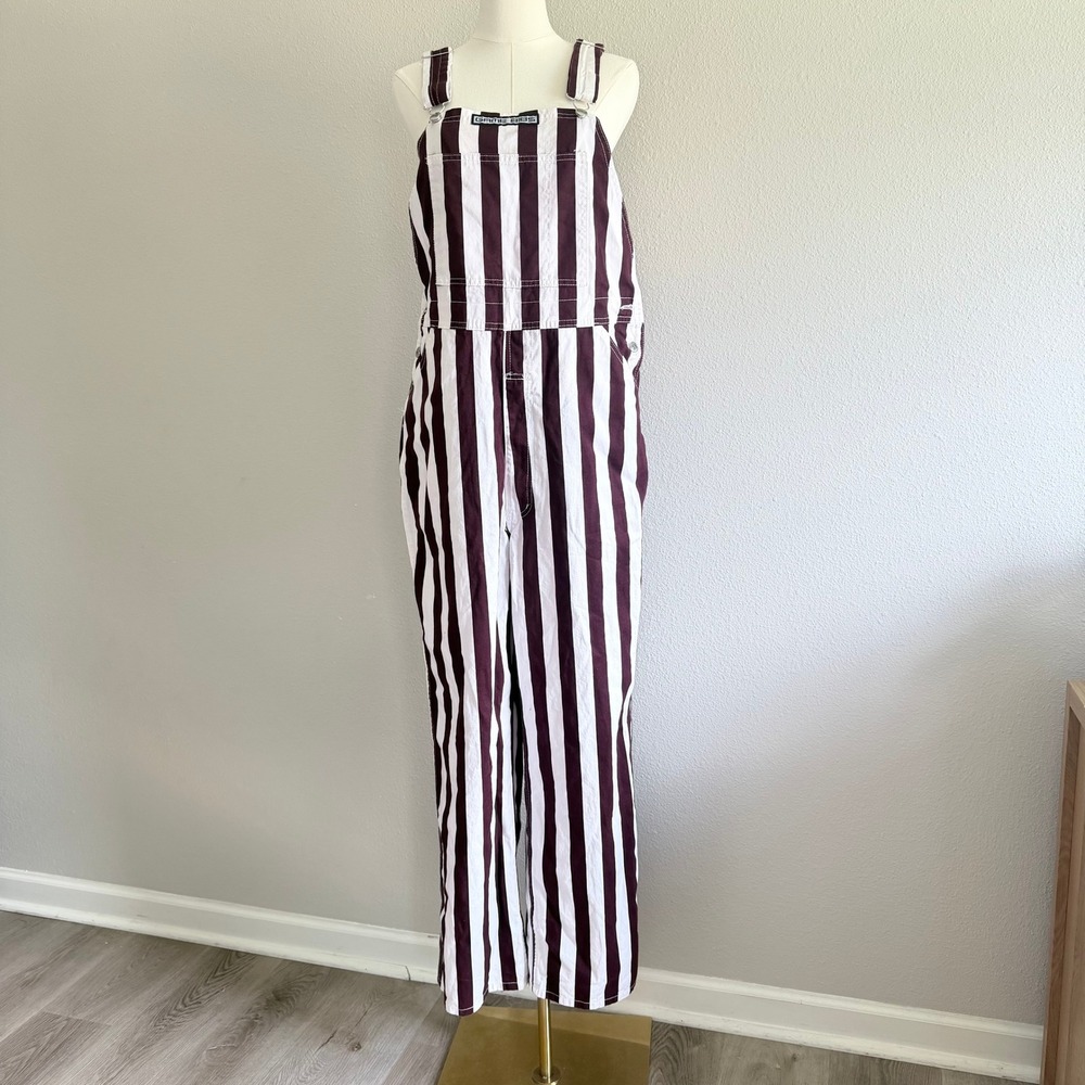 Game Bibs Maroon White Striped Overalls Game Day Fan Apparel Unisex